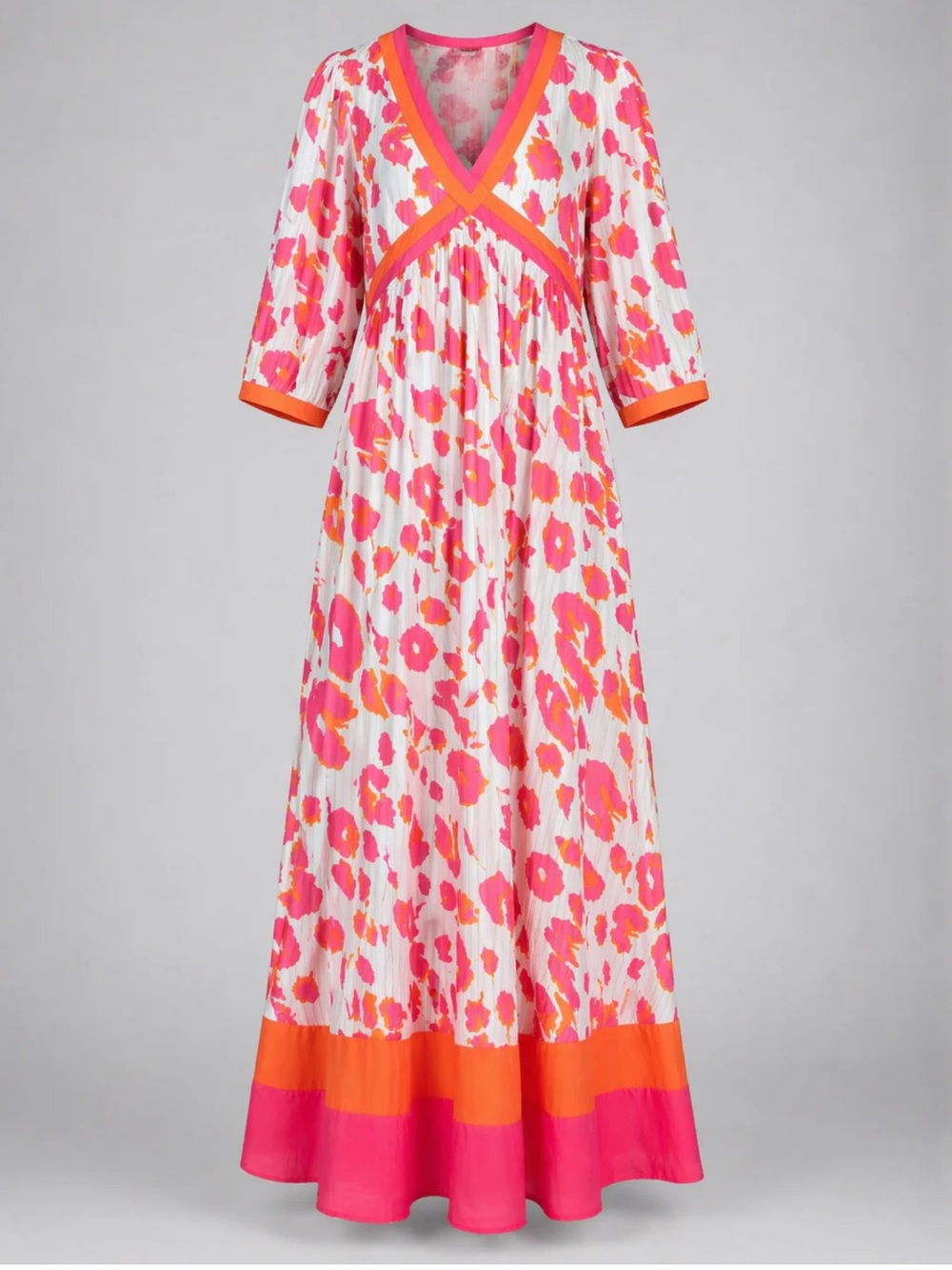 La Plage Sarah Maxi Dress in Leopard Pink & Orange Size L